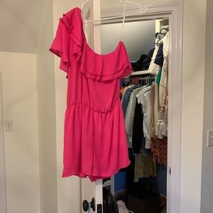 pink one shoulder romper